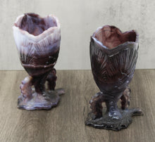 Load image into Gallery viewer, Marbled Amethyst Glass Vase Pair
