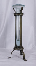 Load image into Gallery viewer, Art Deco Bud Vase, Blown Glass &amp; Brass
