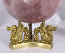 Load image into Gallery viewer, Rose Quartz Sphere on Dragon Stand
