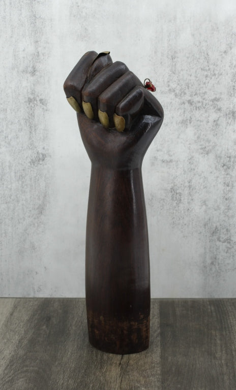 Oversized Wood Figa With Brass Details