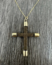 Load image into Gallery viewer, 14K Gold Victorian Mourning Hair Work Cross
