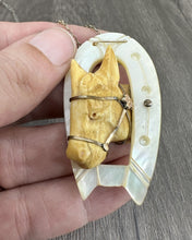 Load image into Gallery viewer, Victorian Carved Bone and MOP Equestrian Necklace

