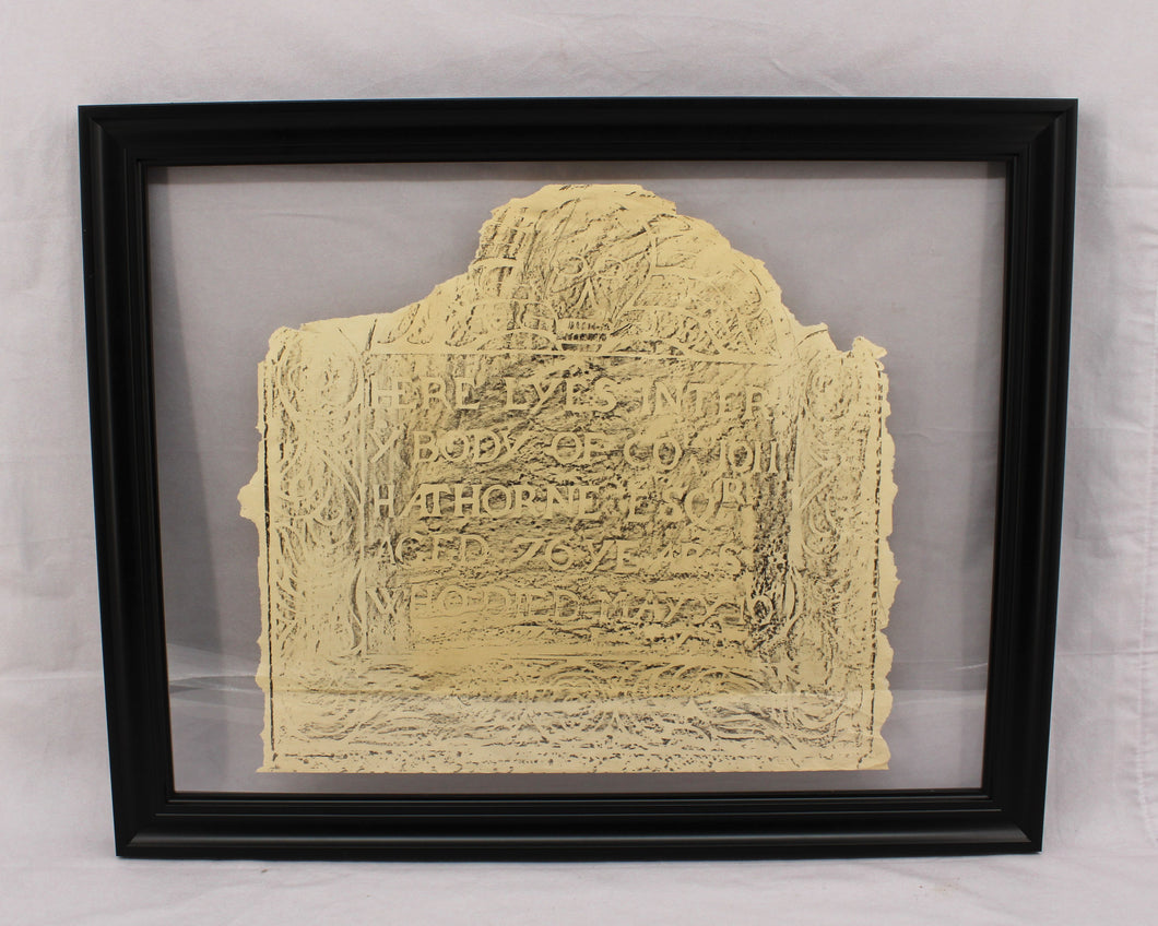 Framed Salem Grave Rubbing With Inscription