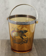 Load image into Gallery viewer, Amber Glass, Silver Overlay Ice Bucket
