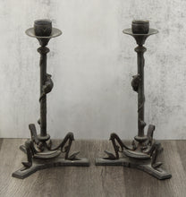 Load image into Gallery viewer, Cast Iron Mouse and Snake Candlesticks
