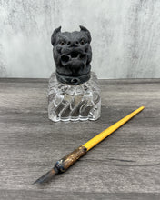 Load image into Gallery viewer, Dog Head Inkwell, Spelter &amp; Glass
