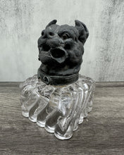 Load image into Gallery viewer, Dog Head Inkwell, Spelter &amp; Glass
