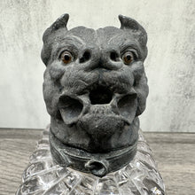 Load image into Gallery viewer, Dog Head Inkwell, Spelter &amp; Glass
