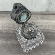 Load image into Gallery viewer, Dog Head Inkwell, Spelter &amp; Glass
