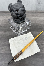 Load image into Gallery viewer, Dog Head Inkwell, Spelter &amp; Glass
