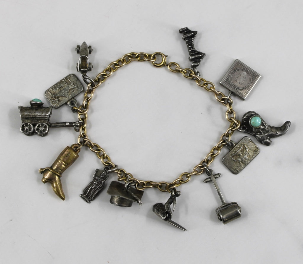 Silver and Brass Charm Bracelet