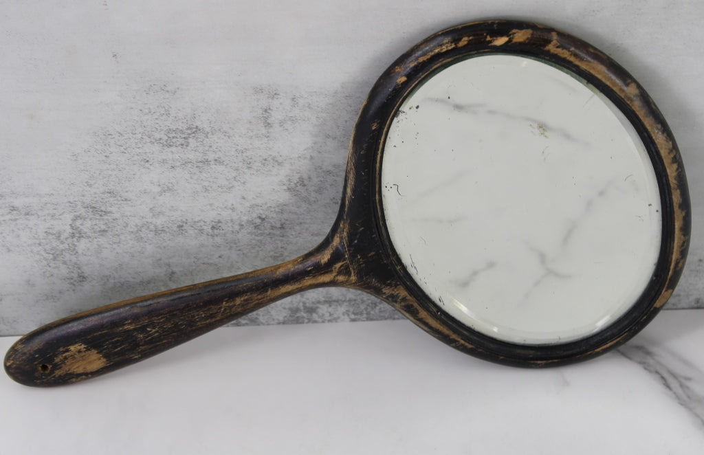Vintage Wood Hand Mirror
