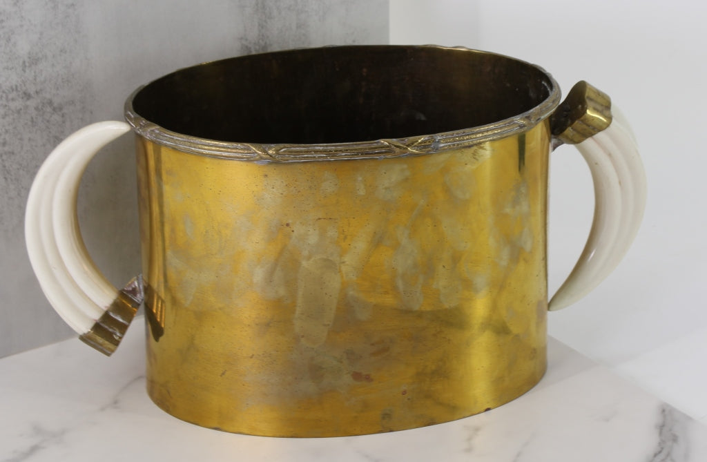 Brass Ice Bucket with Tusk Handles