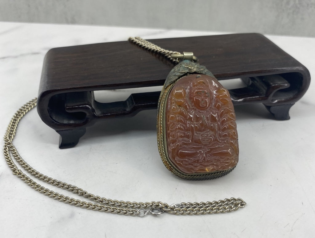 Carved Agate Buddha Necklace