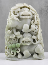 Load image into Gallery viewer, Figural Carved White Jade Foo Dogs
