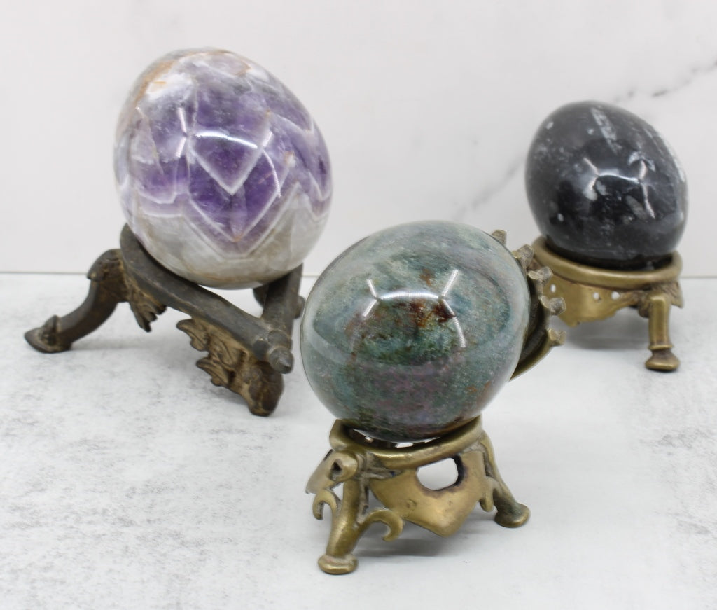 Crystal Eggs on Stands