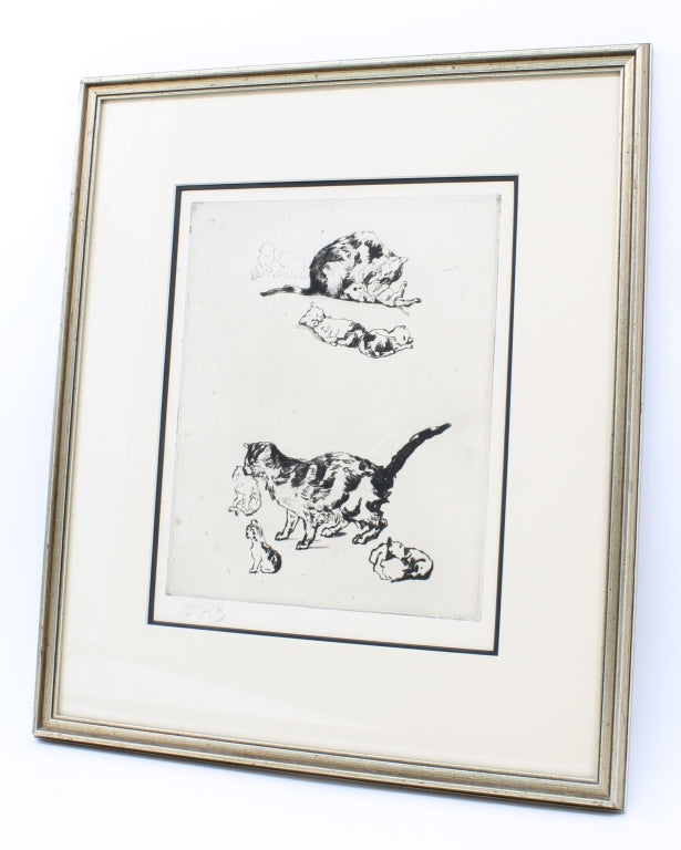 Signed Cat Etching