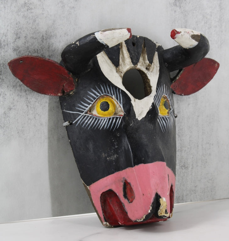 Mexican Carved Wood Cow Mask